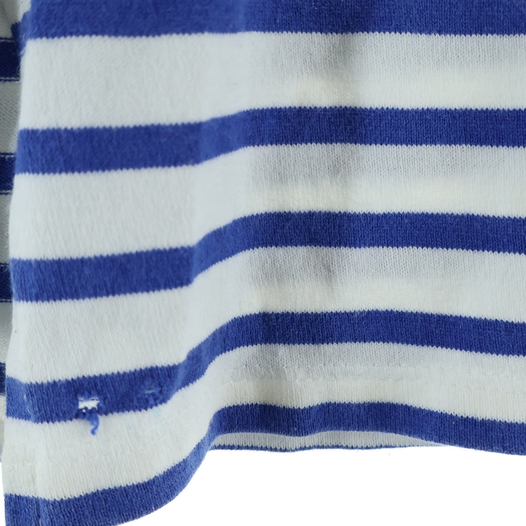 SAINT LAURENT PARIS(サンローランパリ) 15SS Hedi期 サイコロック期 サイドスリット ボーダーボートネック長袖Tシャツ ブルー/ホワイト UP53 2014 00702