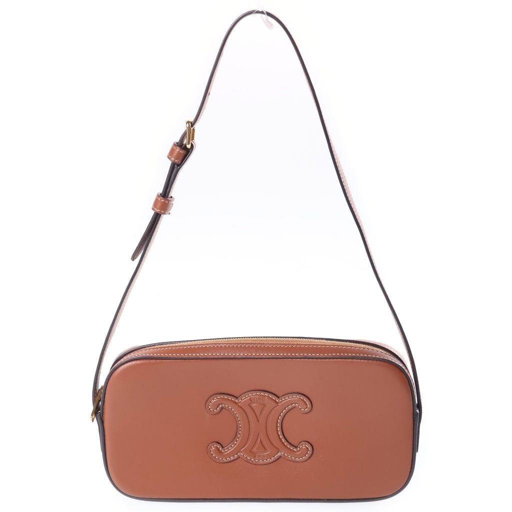 CELINE(セリーヌ) Cuir Triomphe Camera Bag キュイル トリオンフ レザーカメラバッグ ショルダーバッグ ブラウン 10J583DR8 レディース