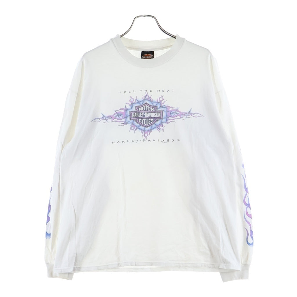 HARLEY DAVIDSON(ハーレーダビッドソン) 90s VINTAGE Blue Flame L/S Tee ヴィンテージ ブルーフレイム アイアンクロス 長袖Tシャツ カットソー ホワイト