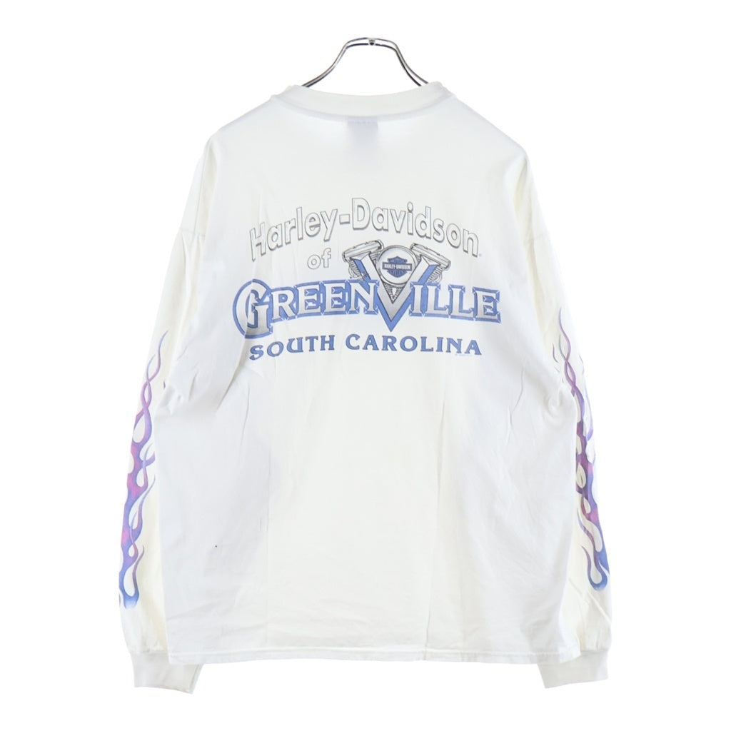 HARLEY DAVIDSON(ハーレーダビッドソン) 90s VINTAGE Blue Flame L/S Tee ヴィンテージ ブルーフレイム アイアンクロス 長袖Tシャツ カットソー ホワイト