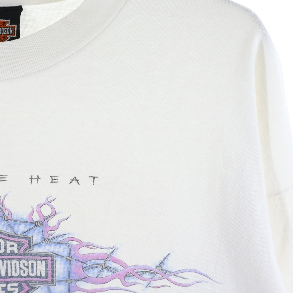 HARLEY DAVIDSON(ハーレーダビッドソン) 90s VINTAGE Blue Flame L/S Tee ヴィンテージ ブルーフレイム アイアンクロス 長袖Tシャツ カットソー ホワイト
