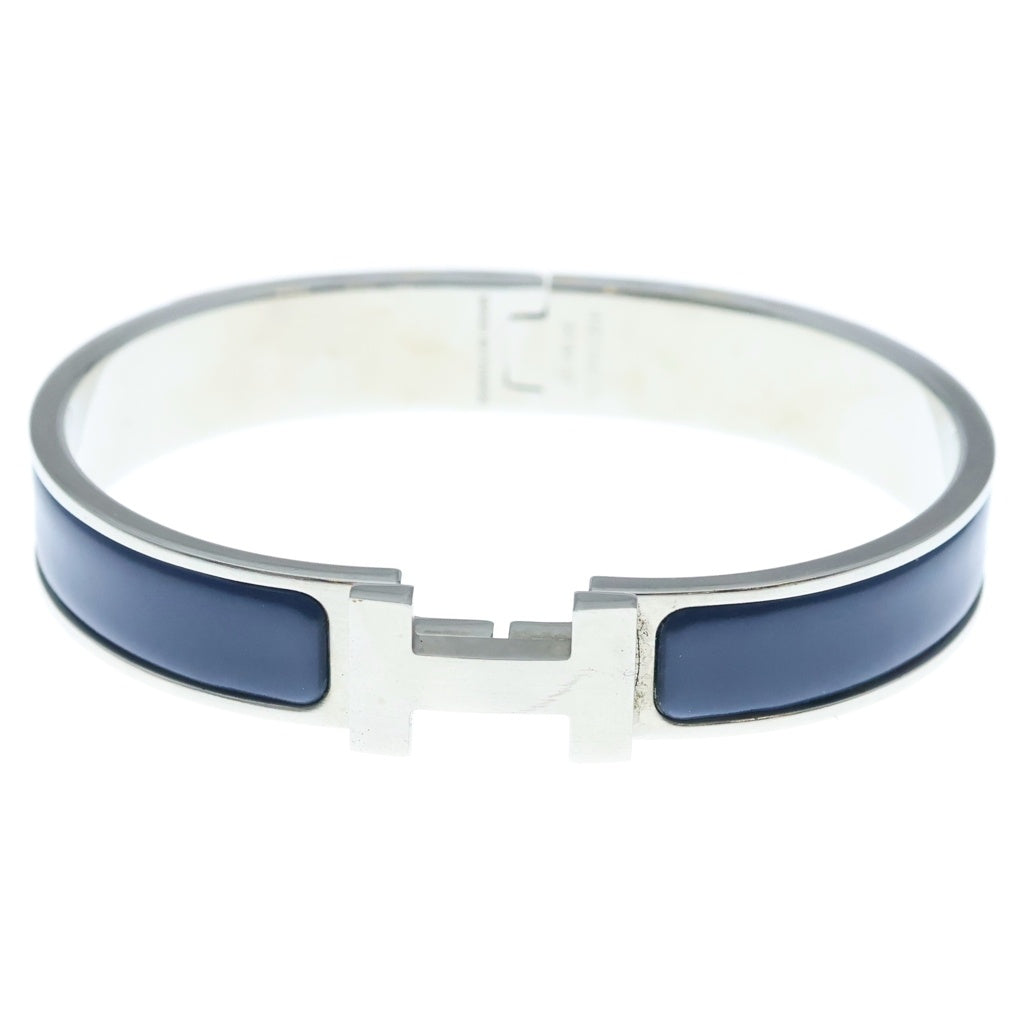 HERMES(エルメス) クリックH ロゴ エナメル バングル ブレスレット シルバー/ブルー FI 01 57 レディース