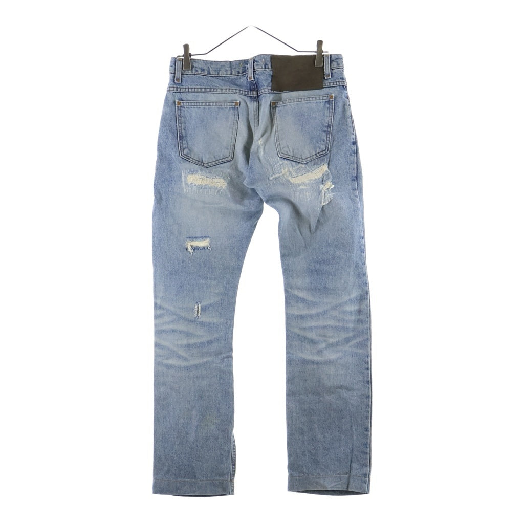 DOLCE & GABBANA(ドルチェアンドガッバーナ) OLD Crash Straight Denim Pants オールド クラッシュ リペア加工 ストレート デニム パンツ インディゴ P61T 9408