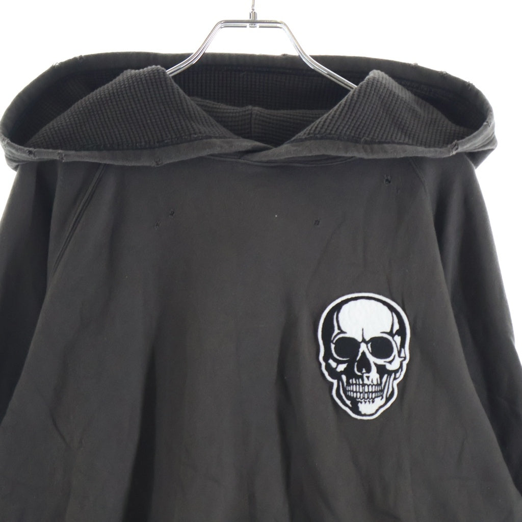 NUMBER (N)INE(ナンバーナイン) 04AW Archive DREAM期 Skull スカル ワッペン プルオーバーフーディー パーカー チャコールブラウン