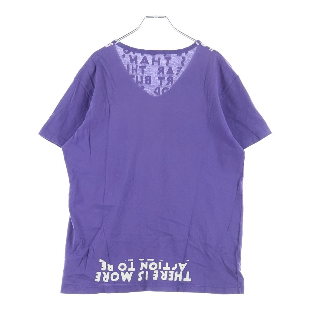 Maison Martin Margiela(メゾンマルタンマルジェラ) 05AW ARCHIVE ここのえ期 エイズT 両面プリント Vネック半袖Tシャツ カットソー パープル 30 XM099
