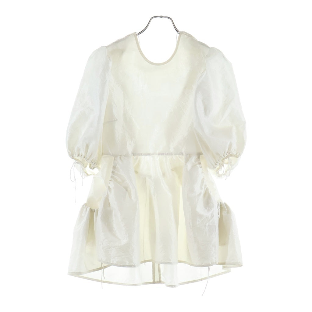 CECILIE BAHNSEN(セリシーバンセン) 21SS LULU TOP ドローコード バックオープンデザイン パフスリーブ ホワイト SC21‐0001 レディース