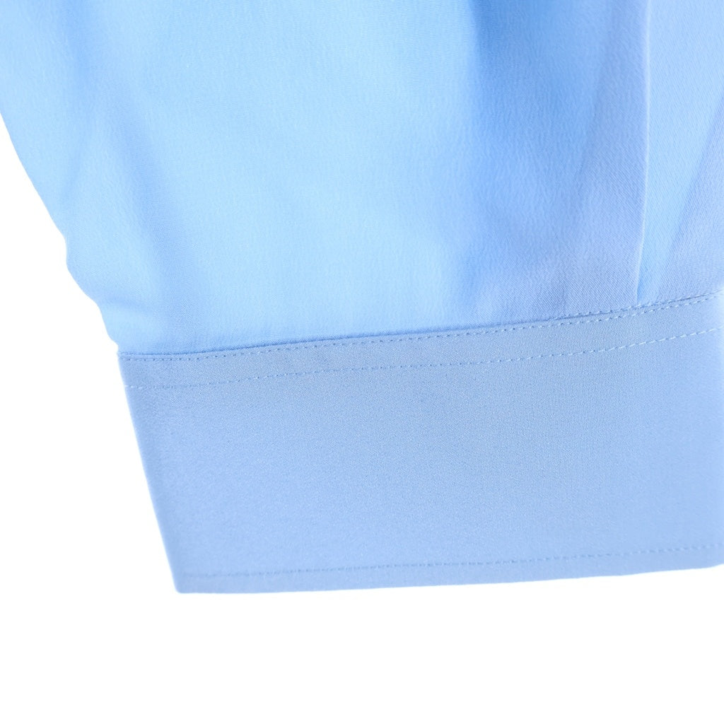 GUCCI(グッチ) 22SS Crepe De Chine Formal Shirt クルミボタン シルク長袖シャツ ライトブル‐ 672323