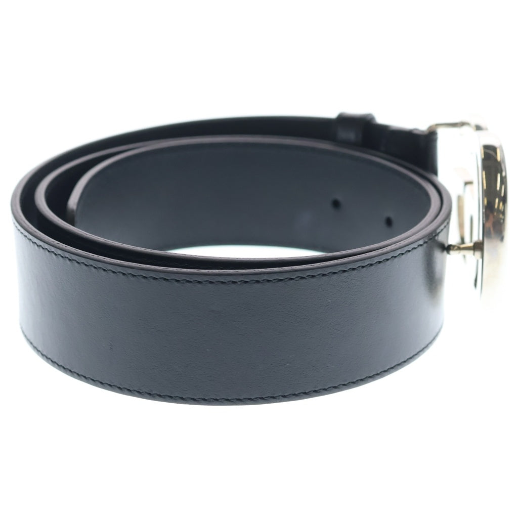 GUCCI(グッチ) Double G Belt ダブルG シルバーバックル レザーベルト ブラック 400593