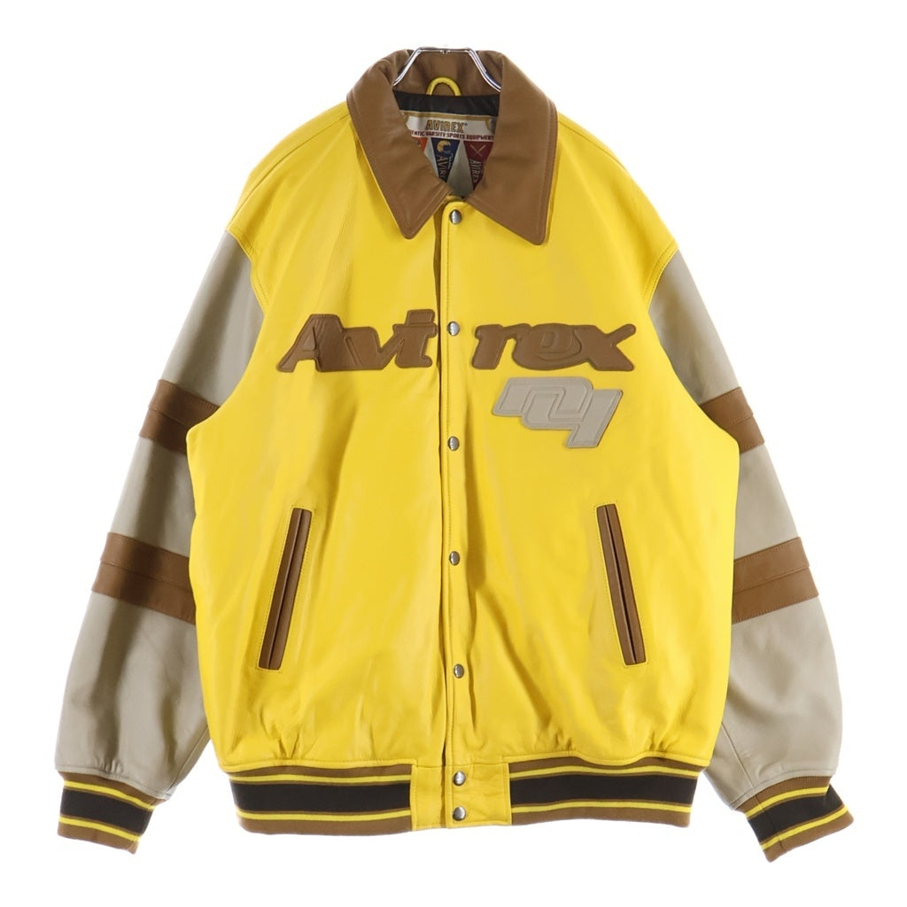 AVIREX(アヴィレックス) × STABRIDGE VARSITY JACKET BRIDGING THE GAP ラムレザーアーム スタジアムジャケット イエロー 783-4250019