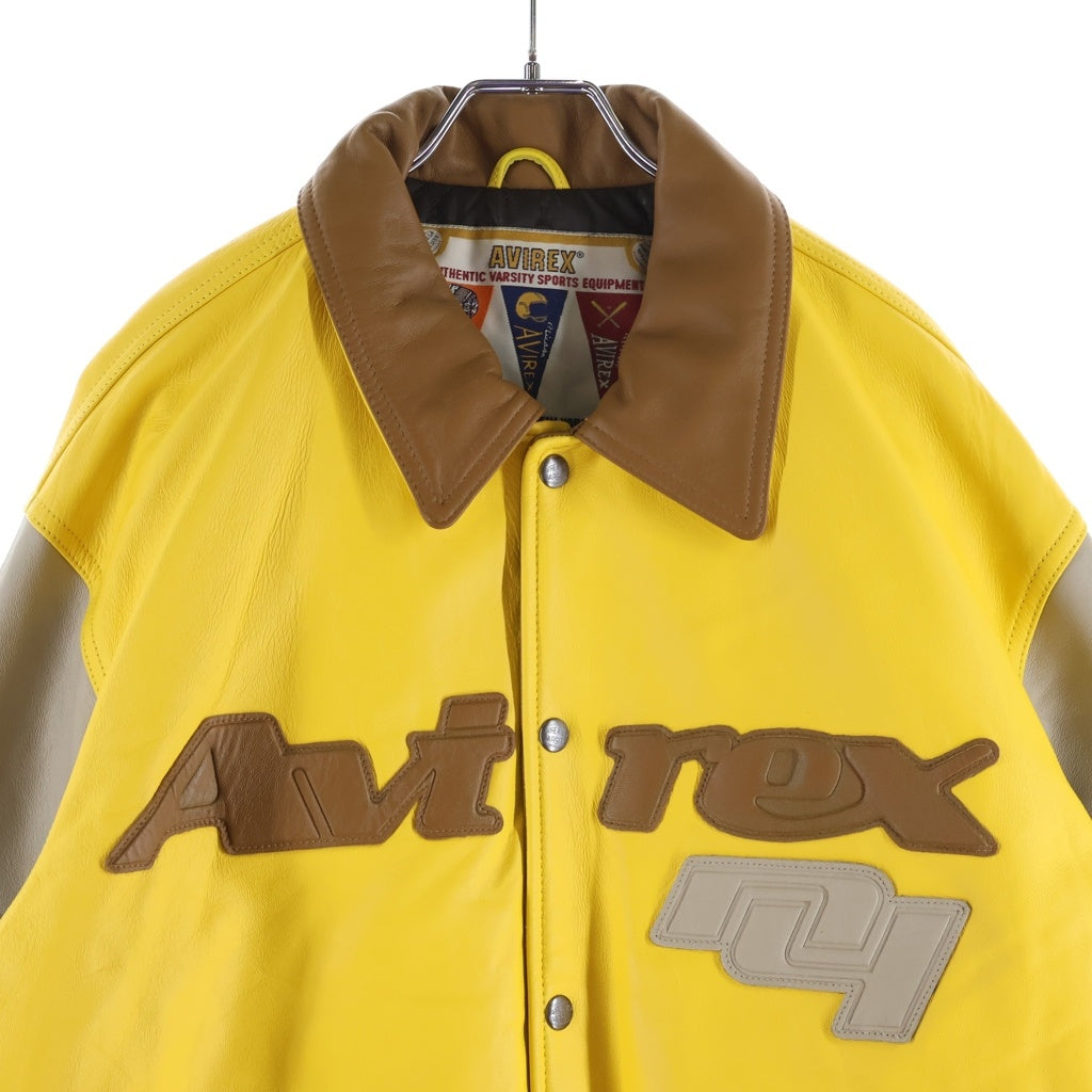 AVIREX(アヴィレックス) × STABRIDGE VARSITY JACKET BRIDGING THE GAP ラムレザーアーム スタジアムジャケット イエロー 783-4250019