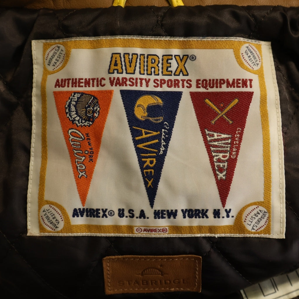 AVIREX(アヴィレックス) × STABRIDGE VARSITY JACKET BRIDGING THE GAP ラムレザーアーム スタジアムジャケット イエロー 783-4250019