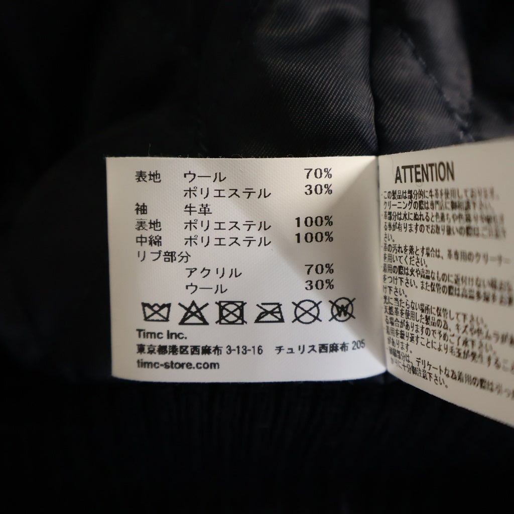 TOKYO INDIANS MC(トーキョー インディアンズ) Timc Inc. Anniv. Stadium Jacke アームカウレザー刺繍デザイン スタジアムジャケット ネイビー/グレー