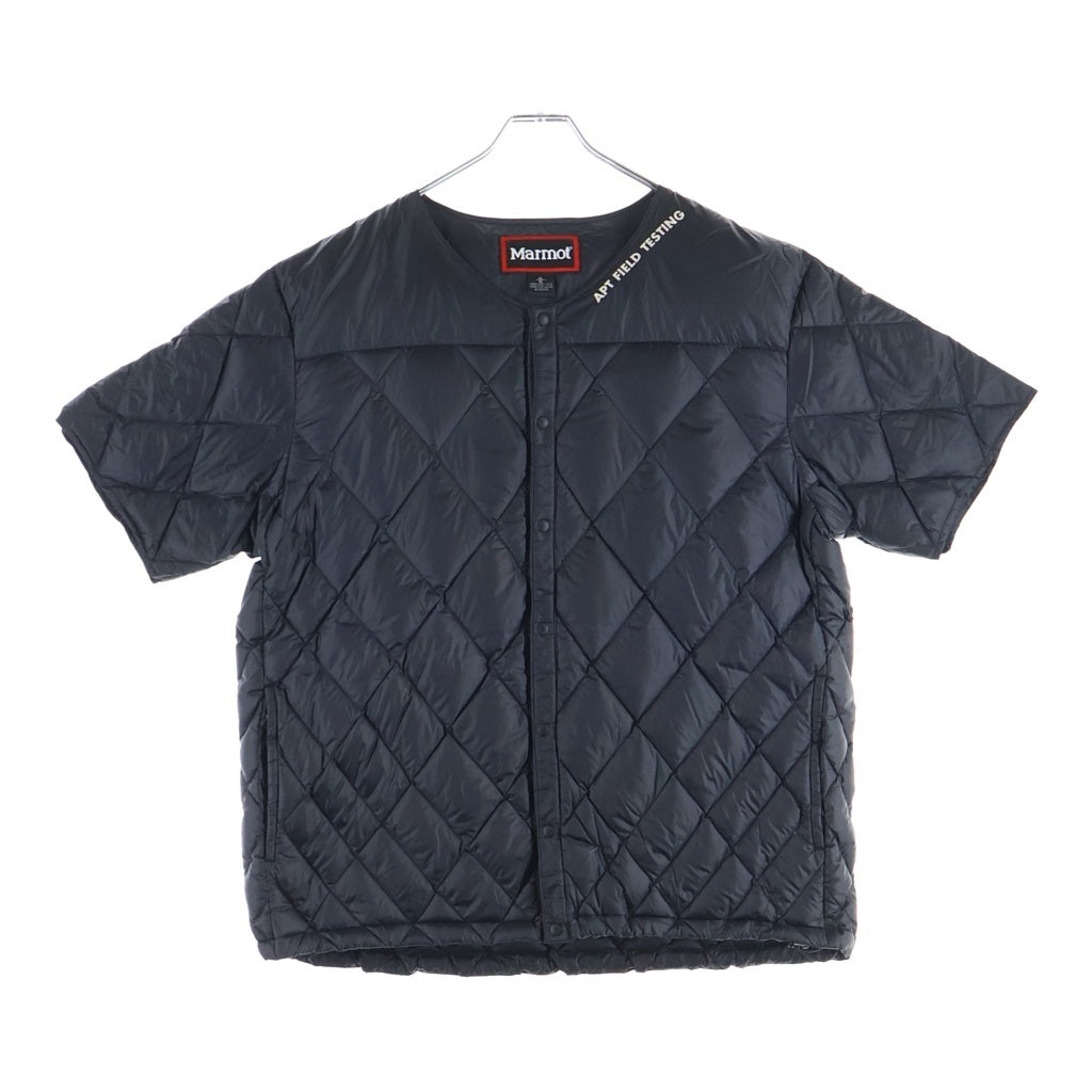 Marmot(マーモット) × STABRIDGE 750FP Down T-Shirt River Stone スタブリッジ スナップボタン ドローコード 半袖ダウン ブラック TSAMD325AP