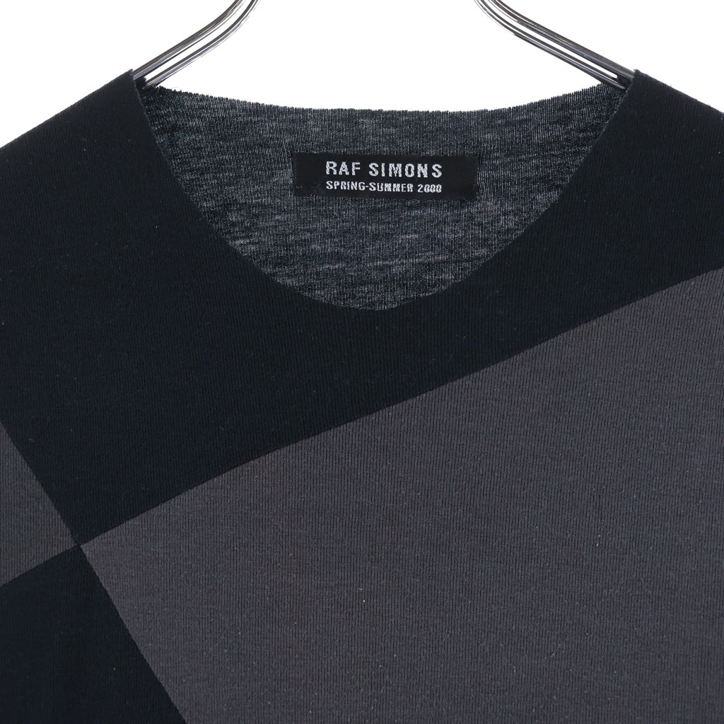 RAF SIMONS(ラフシモンズ) 00SS Archive Summa Cum Laude期 アシンメトリーカラーブラック タンクトップ ノースリーブ カットソー ブラック/グレー