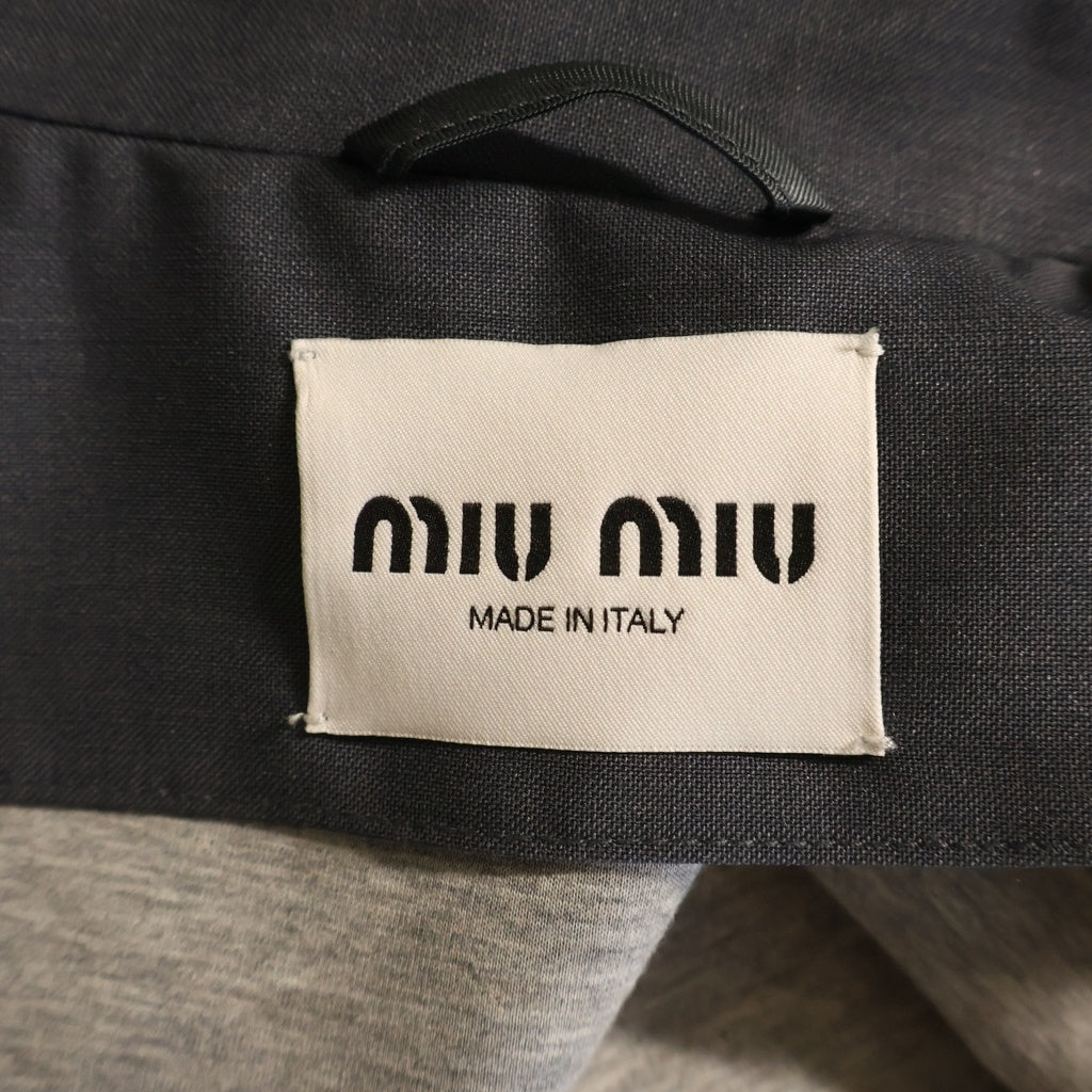 miumiu(ミュウミュウ) EMBROIDERED LOGO BLOUSON JACKET 刺繍ロゴ ブルゾンジャケット グレー ML1261SOOO17NJ ML1261