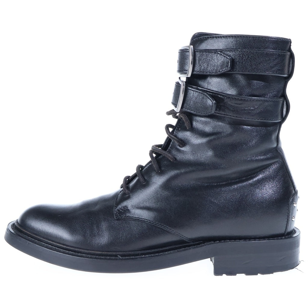 SAINT LAURENT PARIS(サンローランパリ) Leather High Boots レザー ハーネス リング ワイアット ハイカットブーツ ブラック 584699 00EXX 1000