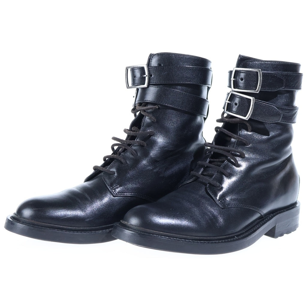 SAINT LAURENT PARIS(サンローランパリ) Leather High Boots レザー ハーネス リング ワイアット ハイカットブーツ ブラック 584699 00EXX 1000