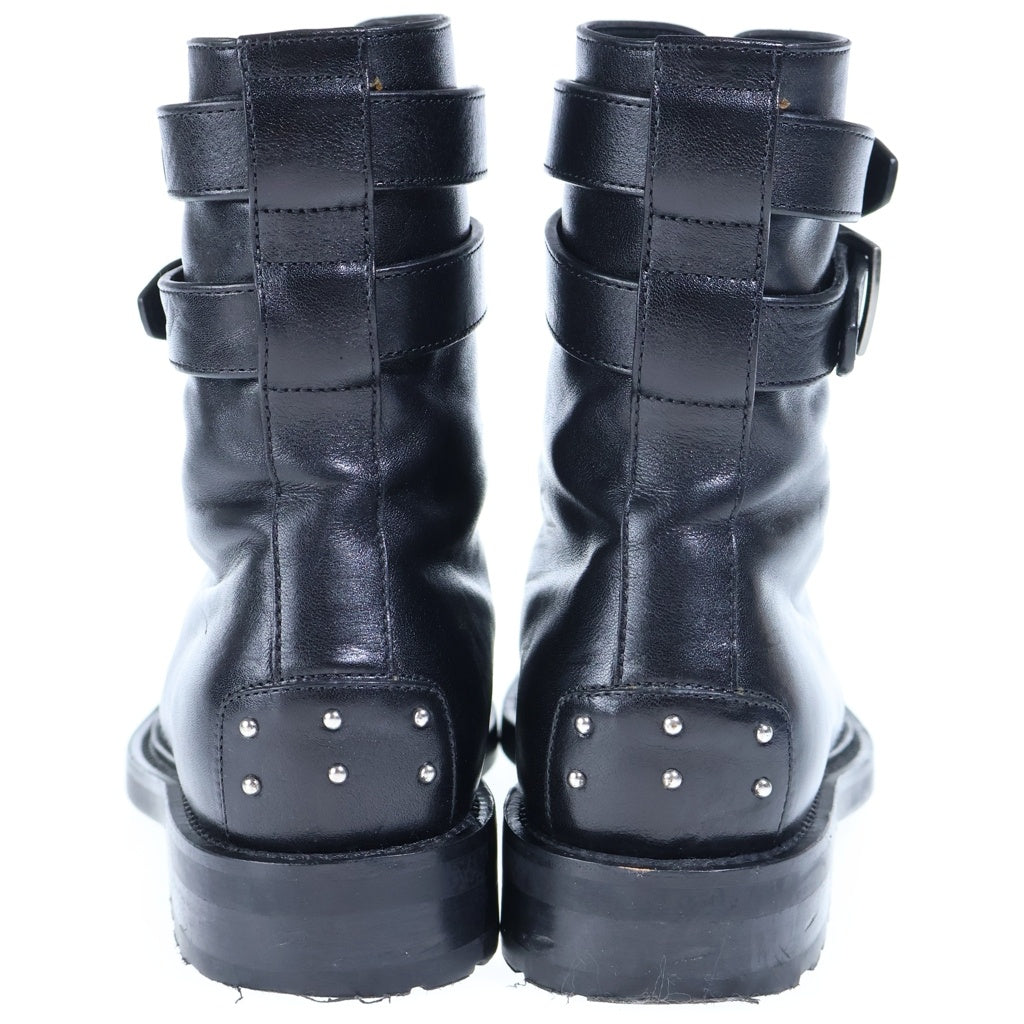 SAINT LAURENT PARIS(サンローランパリ) Leather High Boots レザー ハーネス リング ワイアット ハイカットブーツ ブラック 584699 00EXX 1000