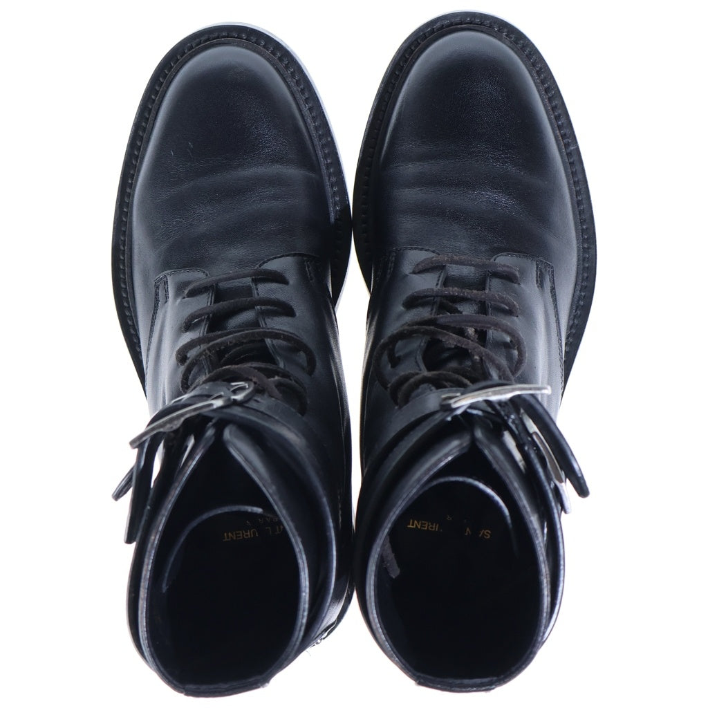 SAINT LAURENT PARIS(サンローランパリ) Leather High Boots レザー ハーネス リング ワイアット ハイカットブーツ ブラック 584699 00EXX 1000