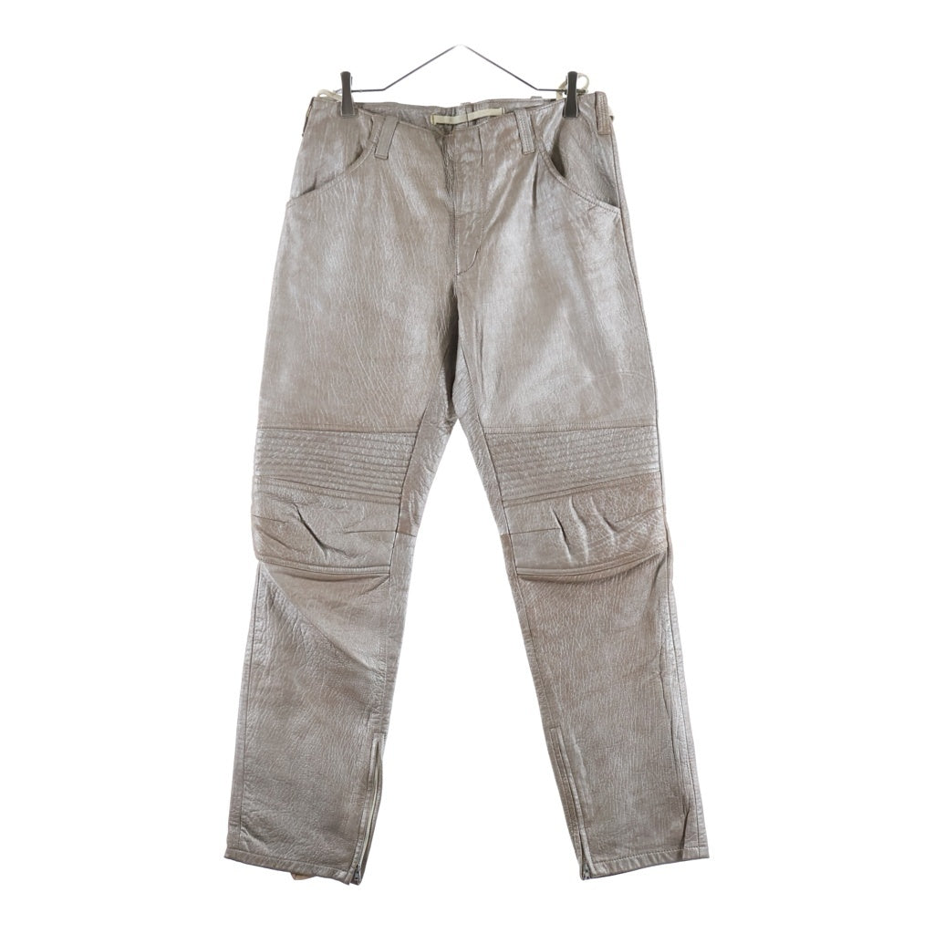 HELMUT LANG(ヘルムートラング) 99AW Archive 本人期 Leather Astro Biker Pants レザー アストロバイカー パンツ シルバー/ピンク
