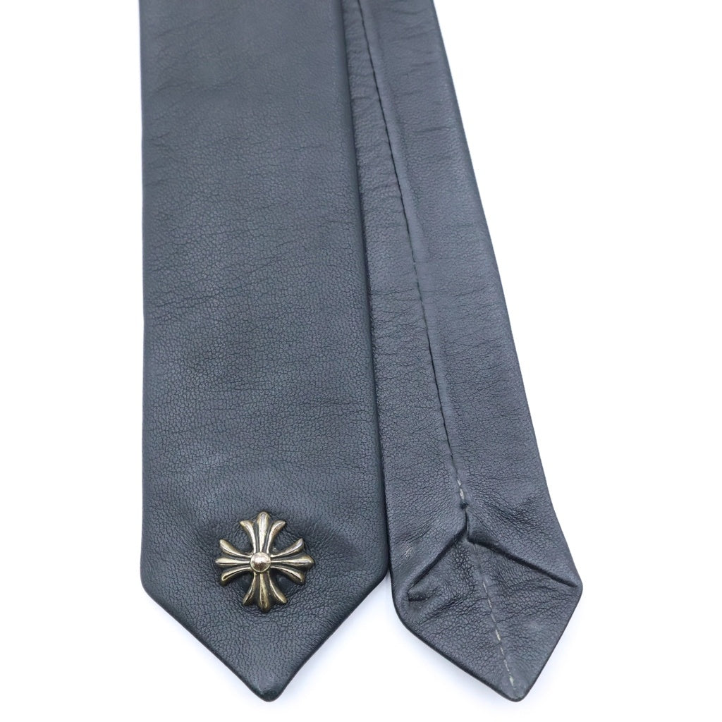 CHROME HEARTS(クロムハーツ) TIE NEK SKNNY LTHR CHプラスモチーフ レザーネクタイ ブラック