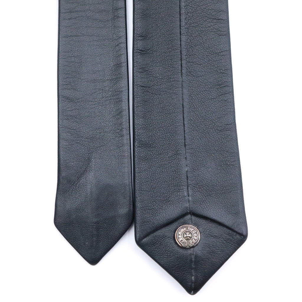 CHROME HEARTS(クロムハーツ) TIE NEK SKNNY LTHR CHプラスモチーフ レザーネクタイ ブラック