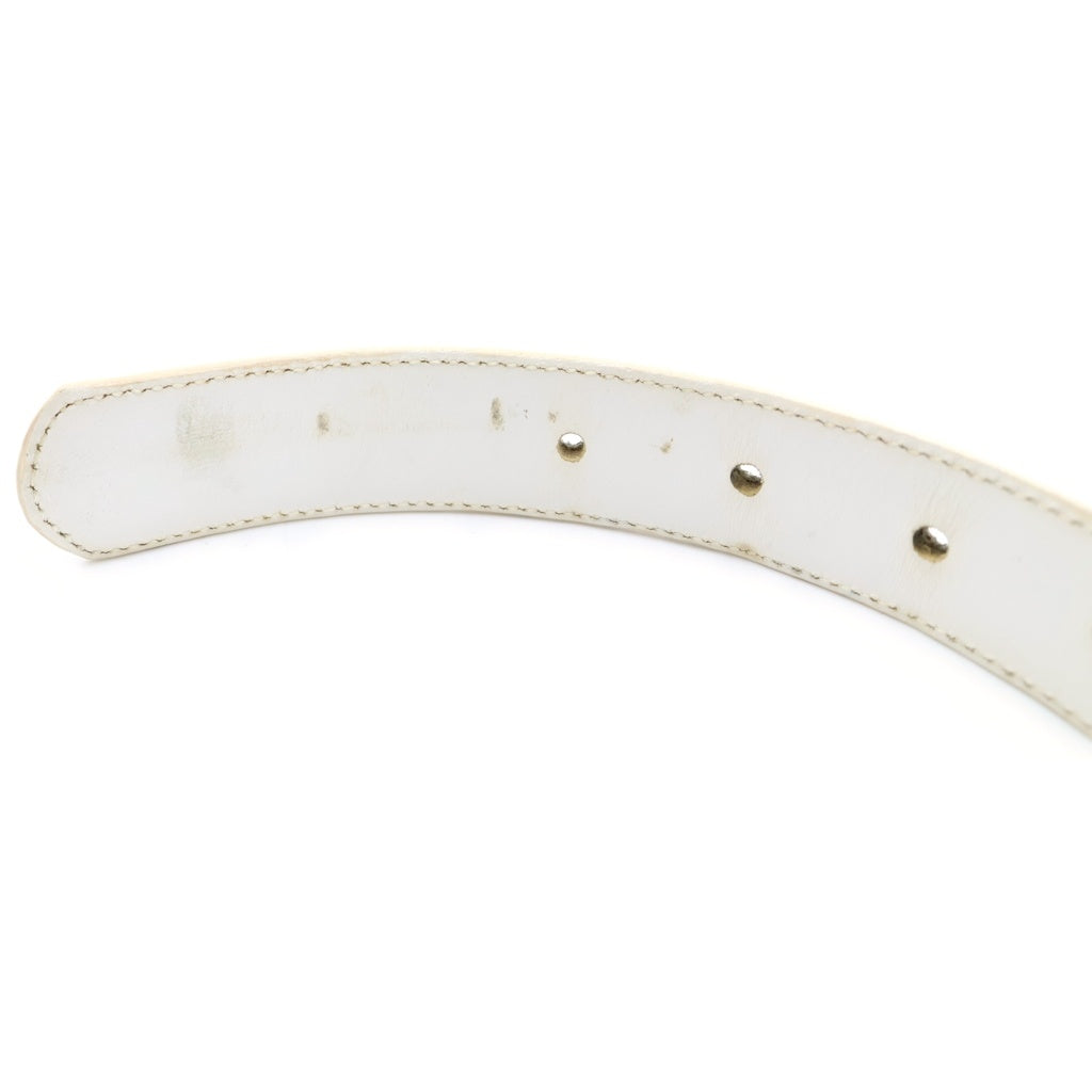 CHROME HEARTS(クロムハーツ) 1.0 STRAP 1.0インチ ホースシューリベッツ レザーベルトストラップ ホワイト