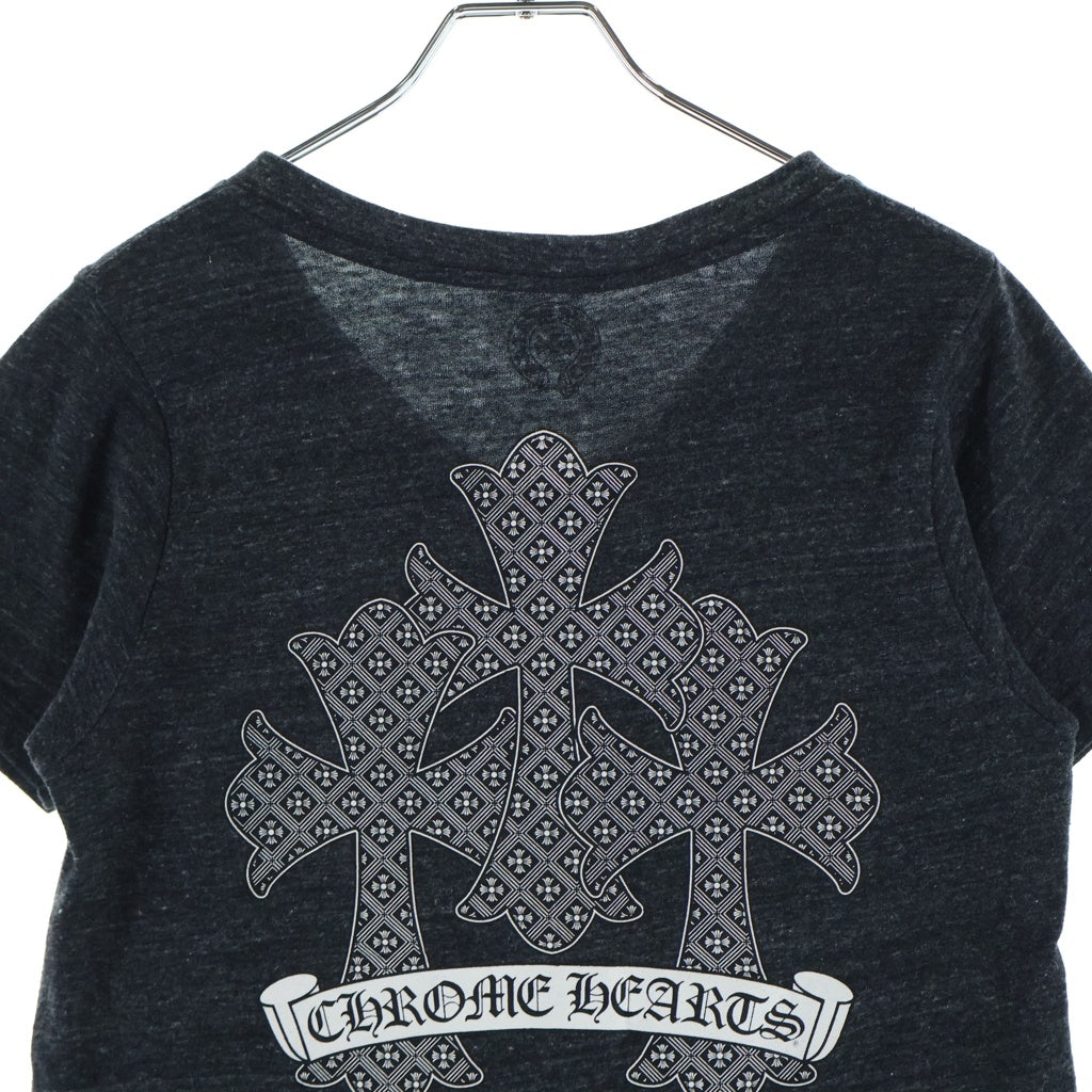 CHROME HEARTS(クロムハーツ) OLD Back Cemetery Cross Tee オールド バック セメタリークロス Vネック 半袖Tシャツ カットソー ブラック