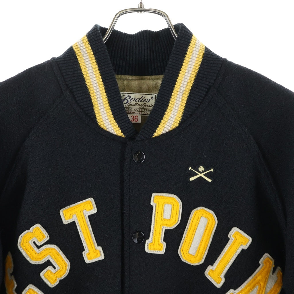 WAREHOUSE(ウェアハウス) WEST POINT Logo Stadium Jacket ロゴ スタジアムジャケット ウール ブラック