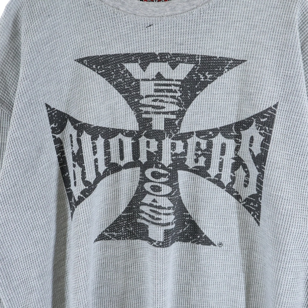 VINTAGE(ヴィンテージ) 00s West Coast Choppers Thermal L/S Tee ウエストコーストチョッパーズ アイアンクロス サーマル 長袖Tシャツ カットソー グレー