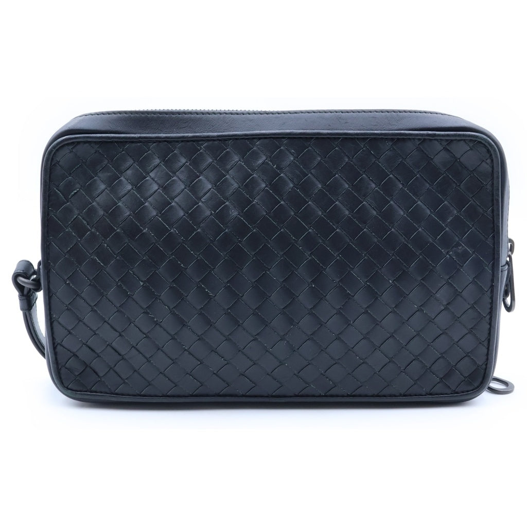 BOTTEGA VENETA(ボッテガヴェネタ) イントレチャート レザークラッチバッグ ハンドバッグ セカンドバッグ ブラック
