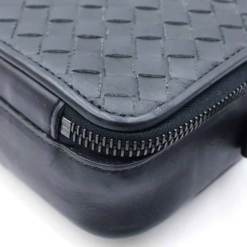 BOTTEGA VENETA(ボッテガヴェネタ) イントレチャート レザークラッチバッグ ハンドバッグ セカンドバッグ ブラック
