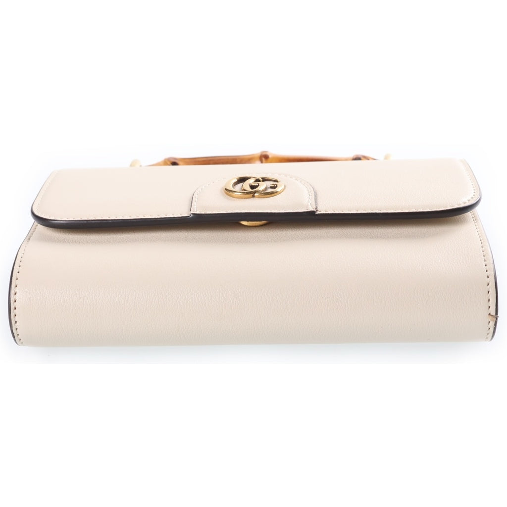 GUCCI(グッチ) Bamboo Chain Shoulder Bag バンブー レザーチェーンショルダーバッグ ハンドバッグ ベージュ 675795 レディース