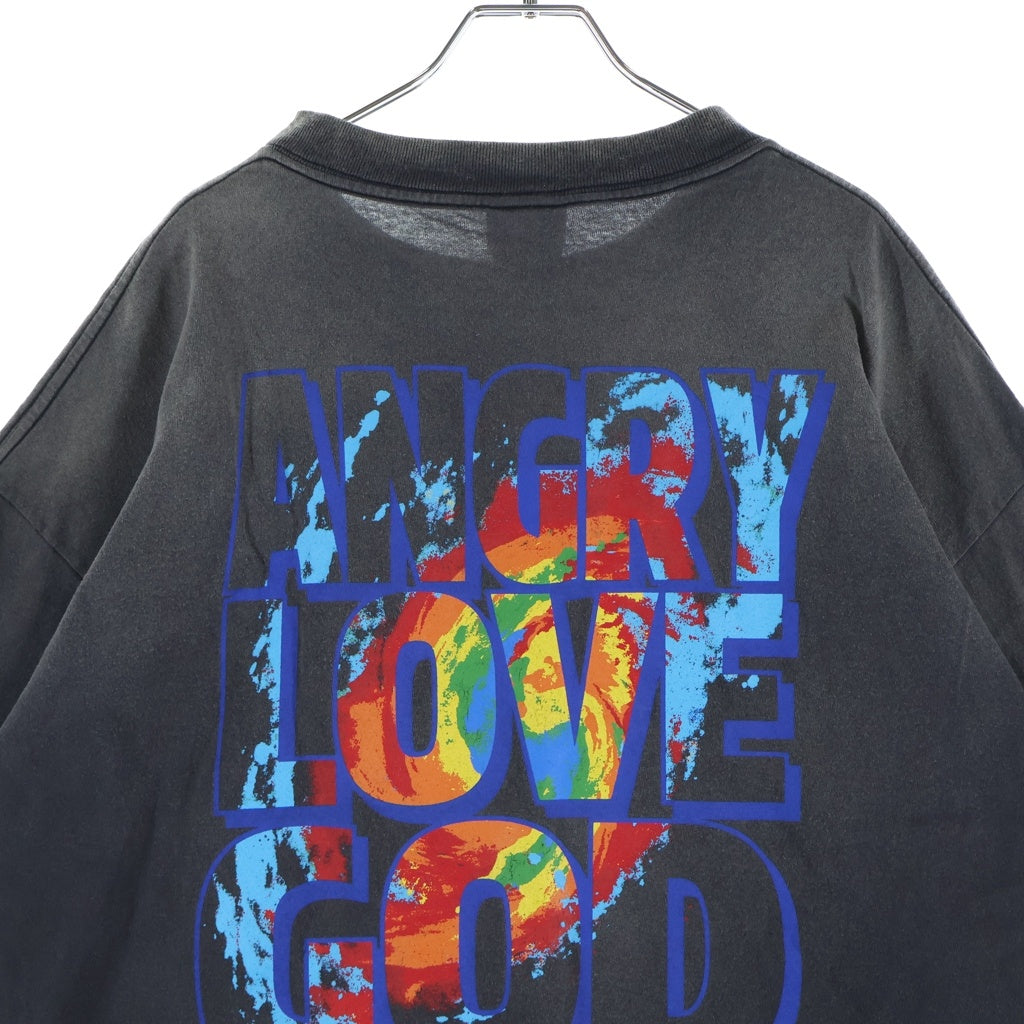 SAINT MICHAEL(セントマイケル) 24AW CP ANGRY LV GD Tee × カクタス プラント フリー マーケット 半袖Tシャツ カットソー ブラック SM-YS1-0000-C05