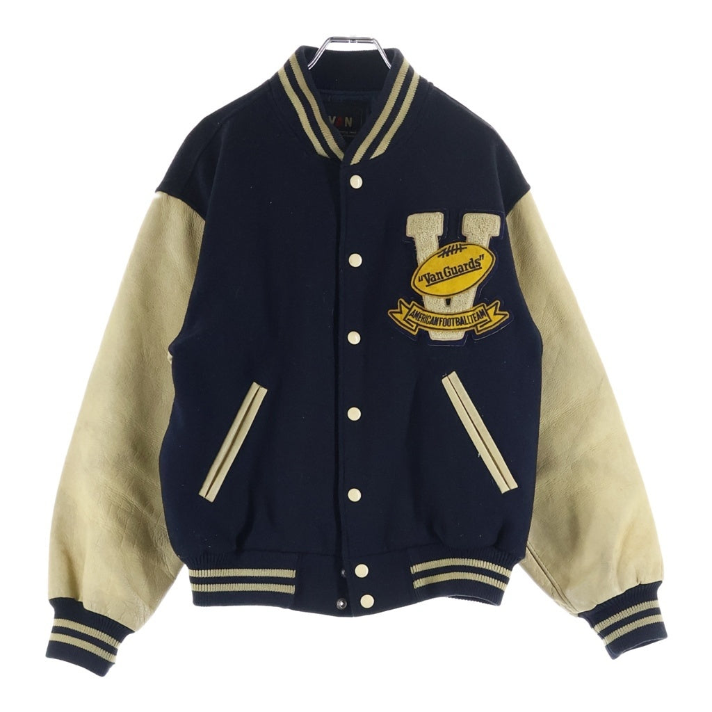 VAN(ヴァン) Leather Wool Stadium Jacket レザー ウール スタジャン ネイビー JW-10504