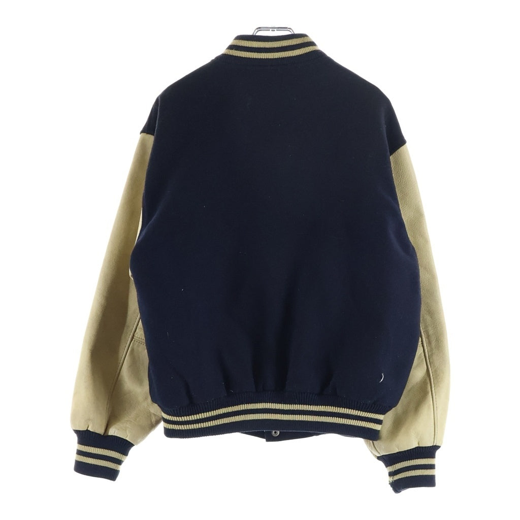 VAN(ヴァン) Leather Wool Stadium Jacket レザー ウール スタジャン ネイビー JW-10504