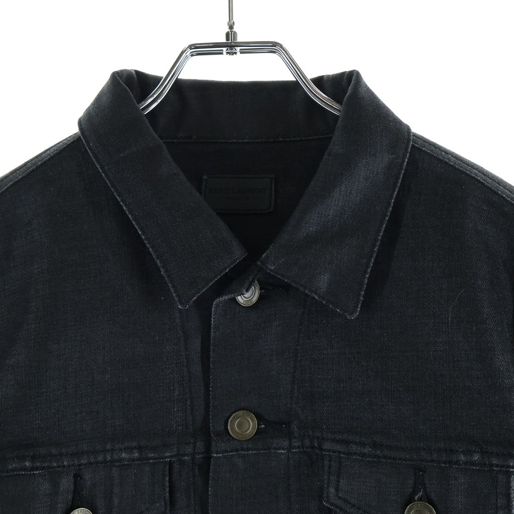 SAINT LAURENT PARIS(サンローランパリ) 13AW エディ期 DJ01M Denim Jacket コーティング Gジャン デニムジャケット ブラック 347057 YM92R