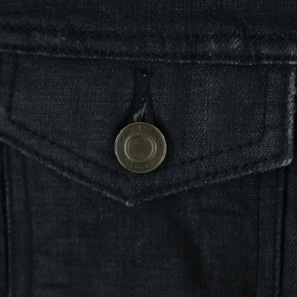 SAINT LAURENT PARIS(サンローランパリ) 13AW エディ期 DJ01M Denim Jacket コーティング Gジャン デニムジャケット ブラック 347057 YM92R