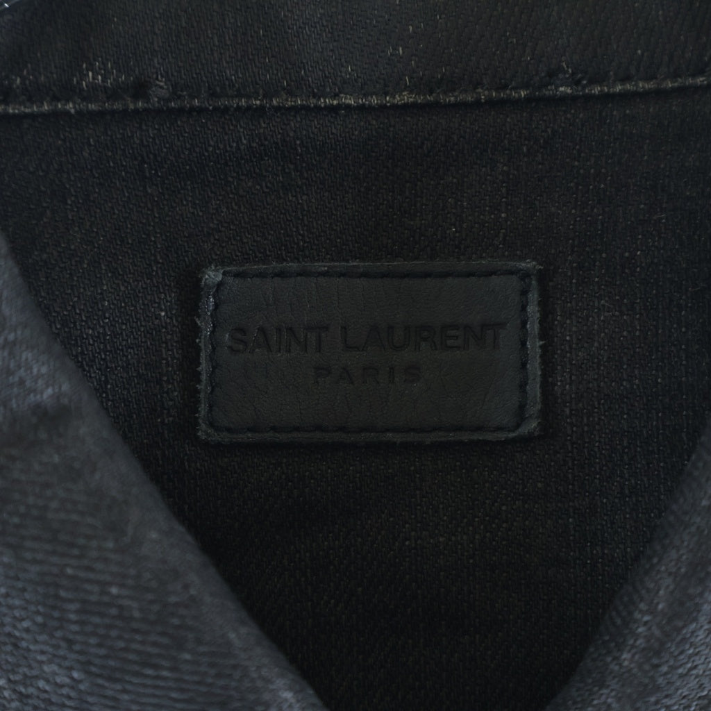 SAINT LAURENT PARIS(サンローランパリ) 13AW エディ期 DJ01M Denim Jacket コーティング Gジャン デニムジャケット ブラック 347057 YM92R