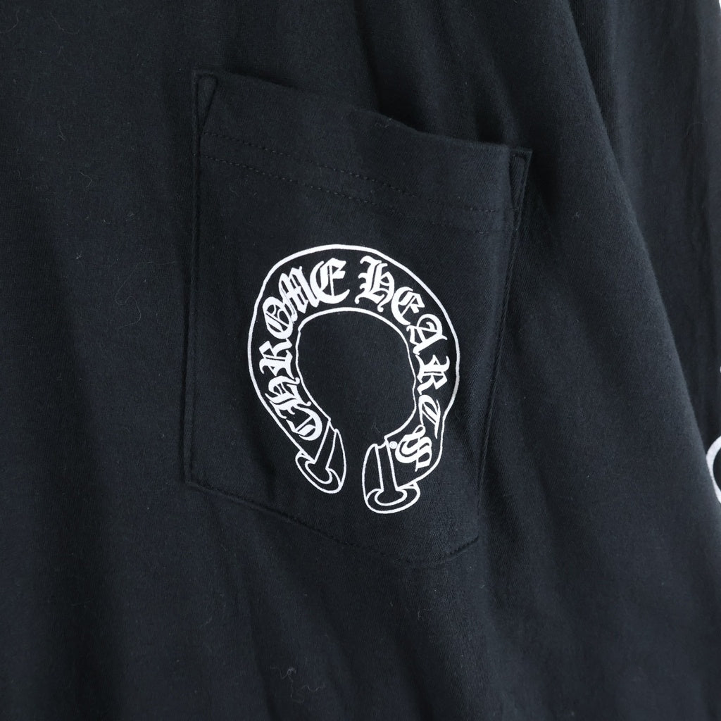 CHROME HEARTS(クロムハーツ) CH L/S T-SHIRT アームフローラル バックホースシュープリント 長袖Tシャツ ロンT ブラック