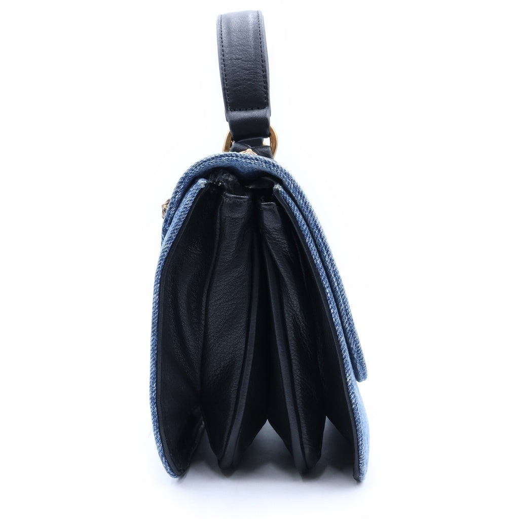 CHROME HEARTS(クロムハーツ) GROW UP SML CH ブロンズ スモールCHクロス デニムハンドバッグ インディゴ レディース