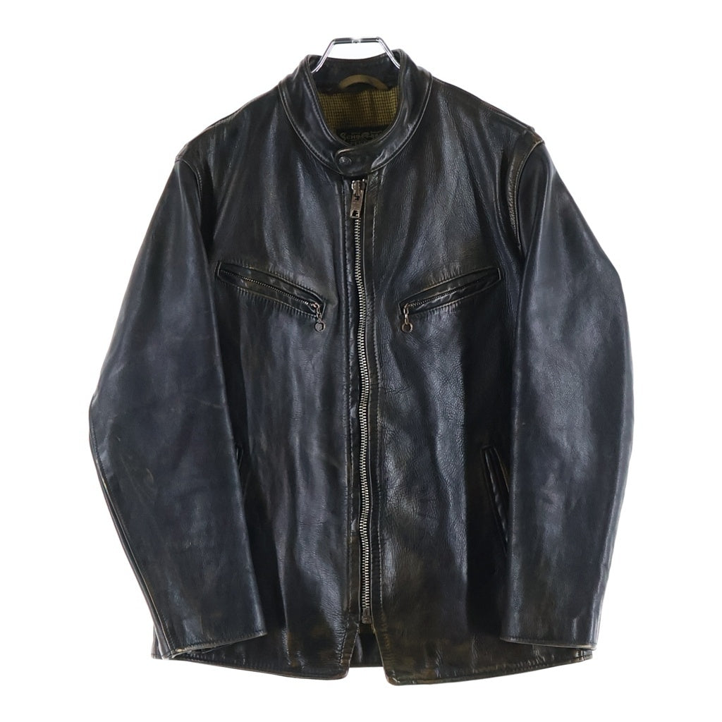 SCHOTT(ショット) Zip Up Leather Riders Jacket ジップアップ レザー ライダース ヴィンテージ加工 ジャケット ブラック 46010