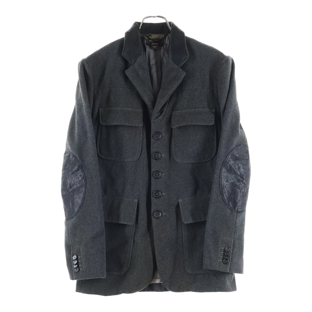 DIESEL BLACK GOLD(ディーゼルブラックゴールド) LEATHER COLLAR WOOL 5BJACKET レザー切り替え エルボーパッチ ウール ジャケット グレー