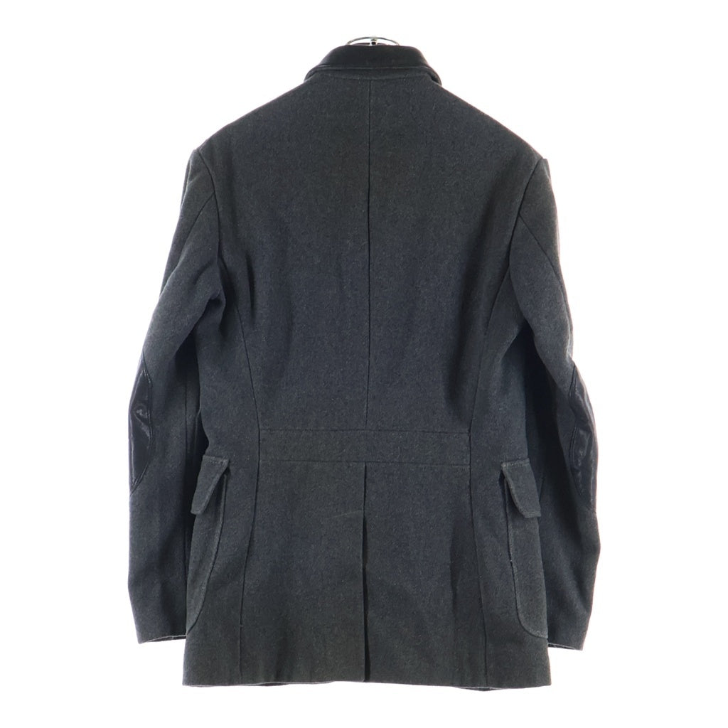 DIESEL BLACK GOLD(ディーゼルブラックゴールド) LEATHER COLLAR WOOL 5BJACKET レザー切り替え エルボーパッチ ウール ジャケット グレー