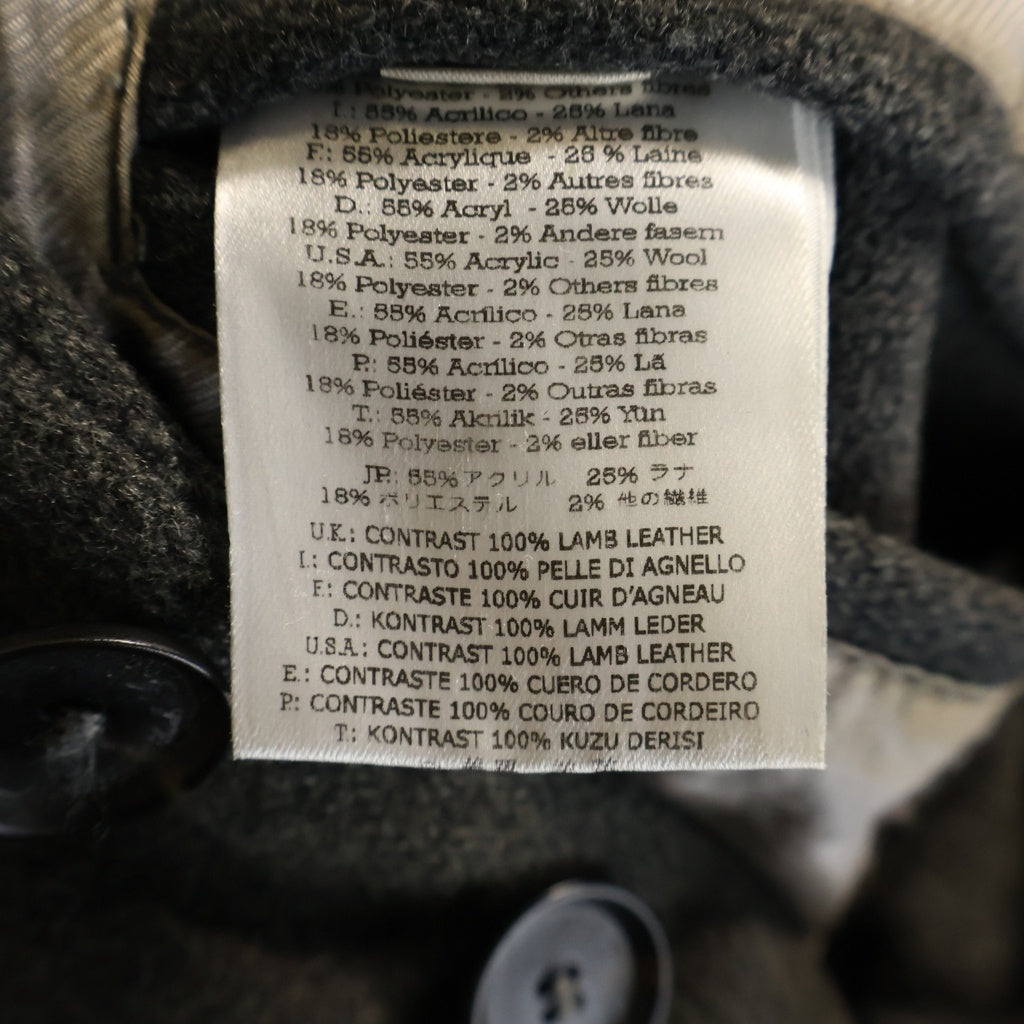 DIESEL BLACK GOLD(ディーゼルブラックゴールド) LEATHER COLLAR WOOL 5BJACKET レザー切り替え エルボーパッチ ウール ジャケット グレー
