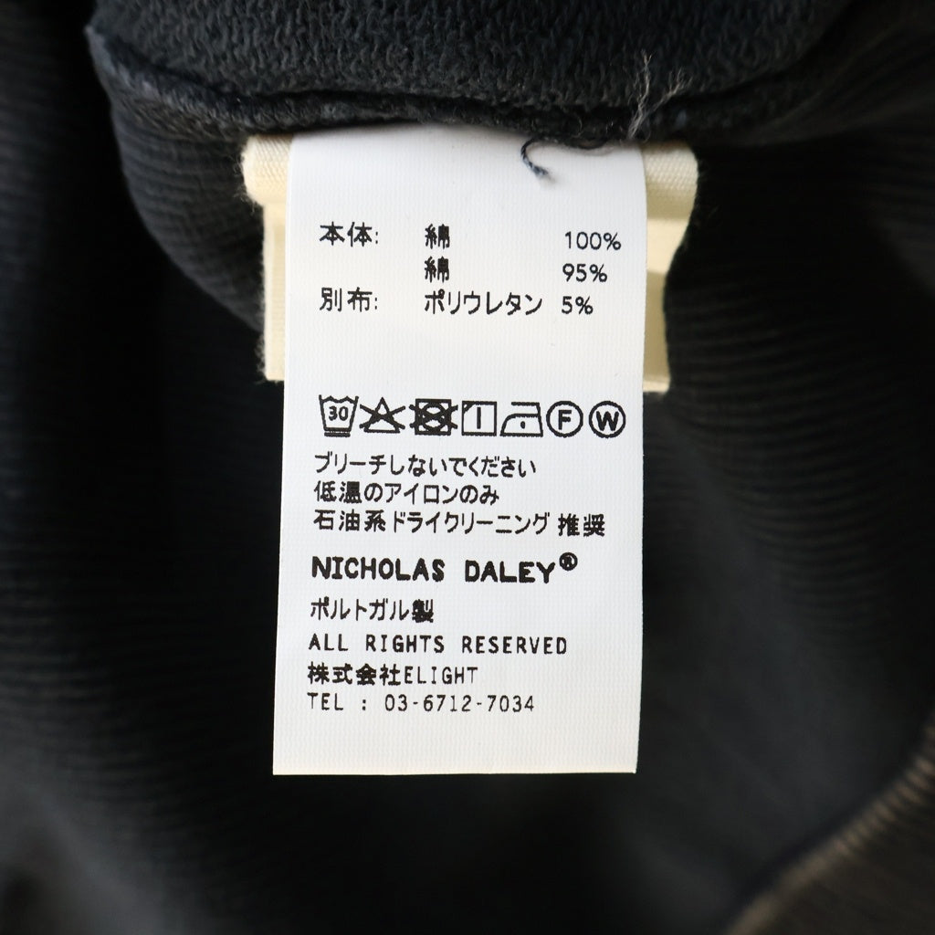 NO BRAND(ノーブランド) NICHOLAS DALEY 【ニコラスデイリー】 Rain Drop Zip Up Hoodie レインドロップ ダメージ加工 ジップアップスウェットパーカー フーディー ブラック