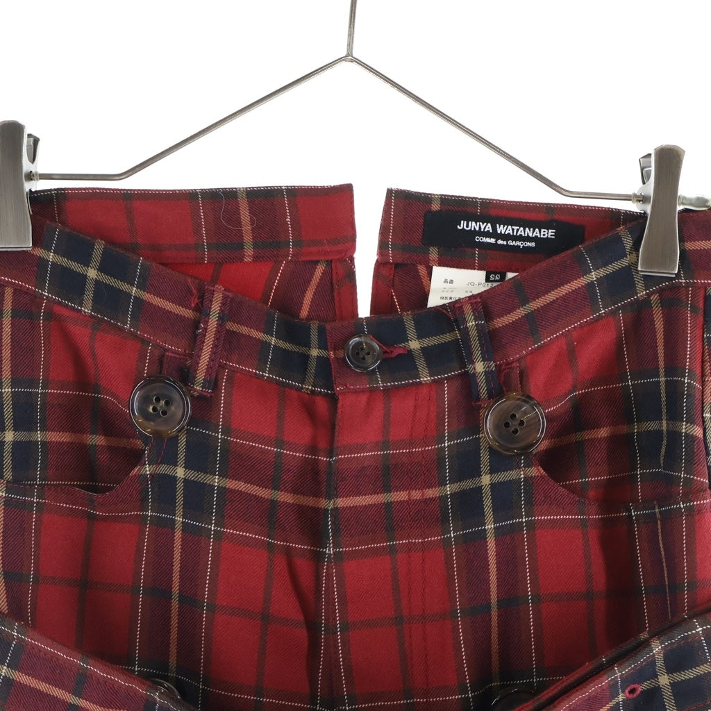 JUNYA WATANABE COMME des GARCONS(ジュンヤワタナベ コムデギャルソン) 06SS Archive Check Pants チェック トレンチコート パンツ 解体再構築 レッド レディース JQ-P012