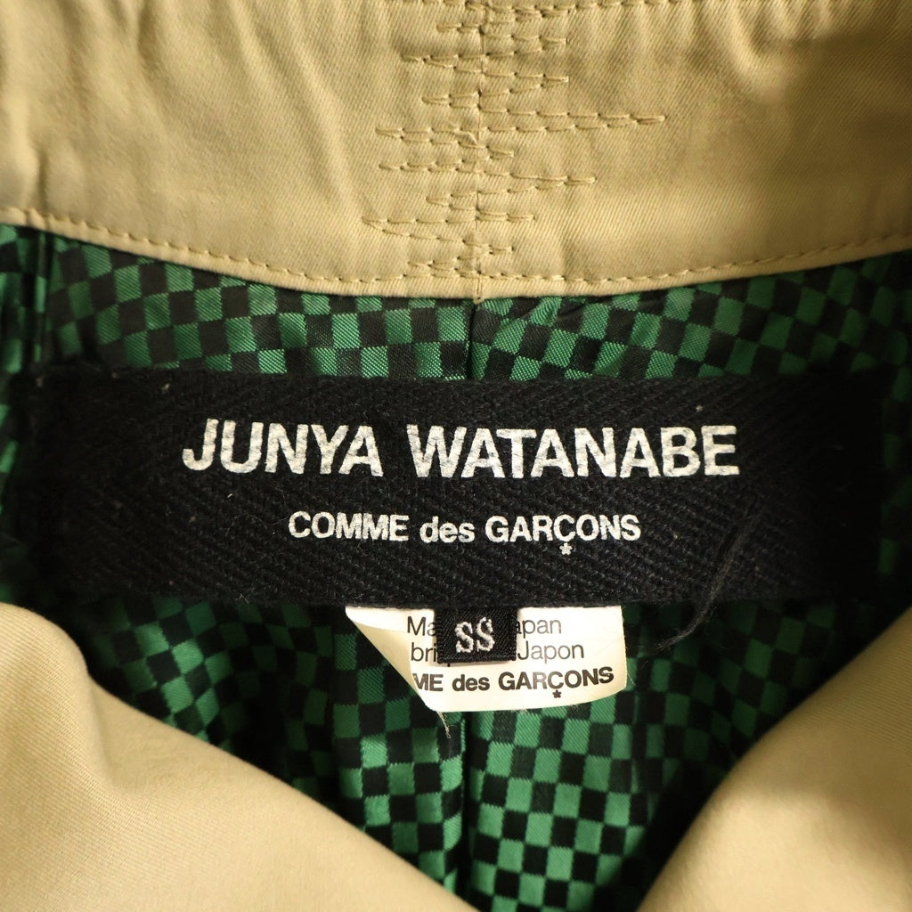 JUNYA WATANABE COMME des GARCONS(ジュンヤワタナベ コムデギャルソン) 06SS Archive Short Trench Coat ショート トレンチコート 裏地市松模様 再構築 ベージュ レディース JQ-J005