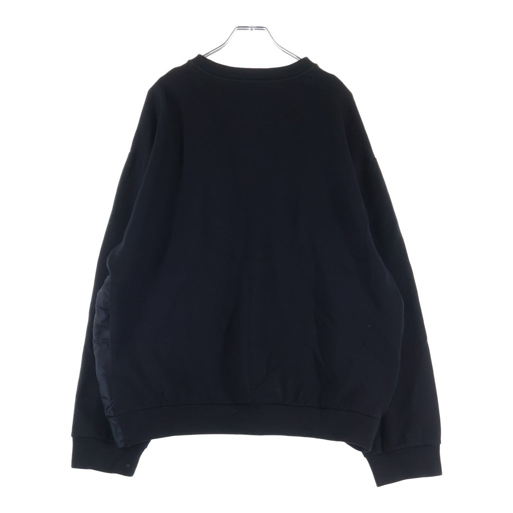 PRADA(プラダ) Re-Nylon Sweatshirt トライアングルロゴ ナイロン切替 クルーネックスウェットトレーナー ブラック UJL30A