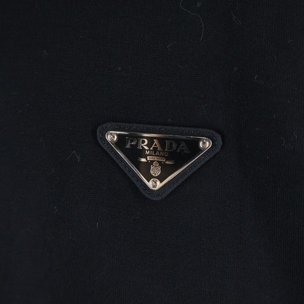 PRADA(プラダ) Re-Nylon Sweatshirt トライアングルロゴ ナイロン切替 クルーネックスウェットトレーナー ブラック UJL30A